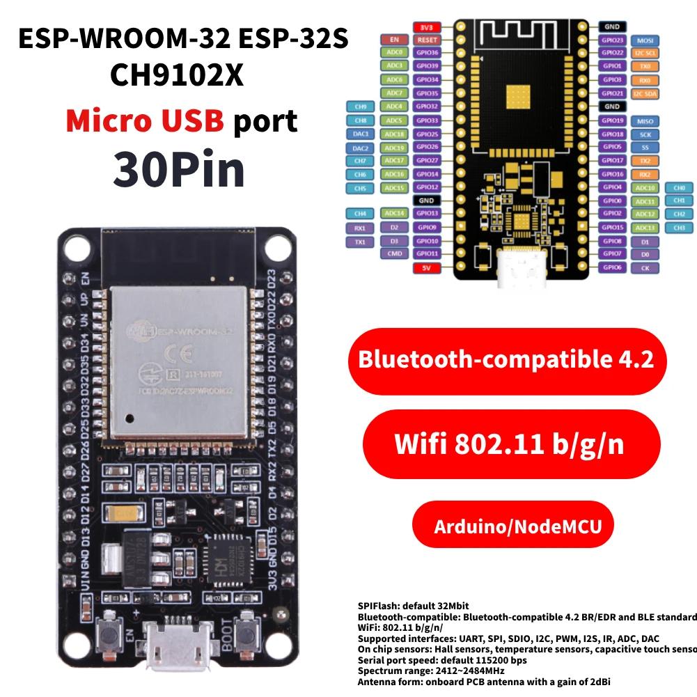Плата разработки ESP32 WiFi+Bluetooth Совместимая Сверхнизкое энергопотребление Двухъядерный TYPE-C Модуль разработки ESP-32