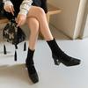 Новый национальный стиль нишевый дизайн чувство сращивания ретро модные ботинки 2024 новый универсальный ремонт толстый каблук эластичные ботинки