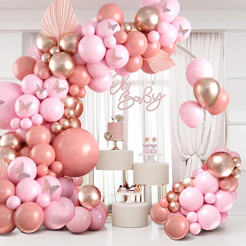 Baby Pink Balloons Garland Retro Pink Rose Gold Confetti Balloon Arch Kit Wedding Anniversary Birthday Party Baby Shower Decor