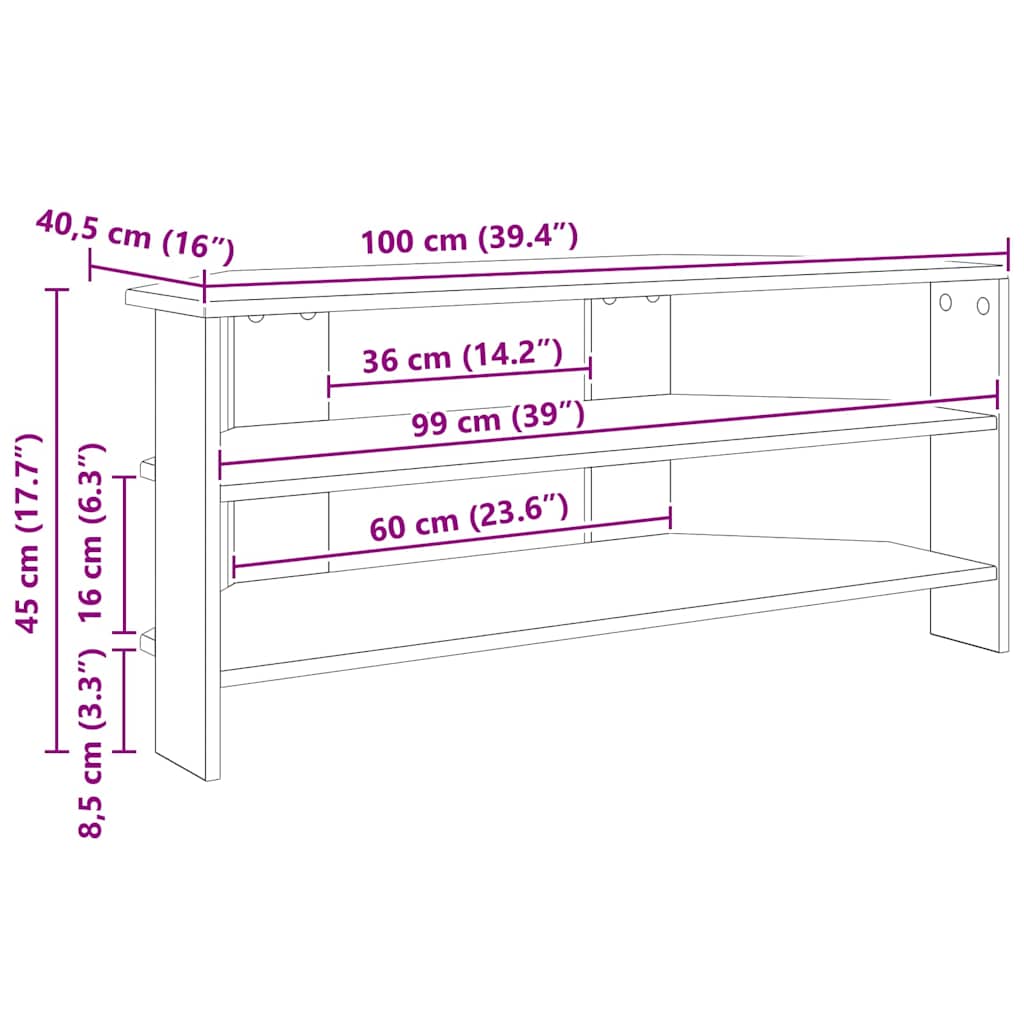 Corner TV Stand Concrete Grey 102x40.5x45 cm Particleboard