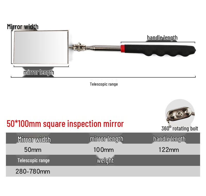 HD Telescopic Inspection Mirror - Universal Car Repair Reflector and Endoscope Rearview Tool