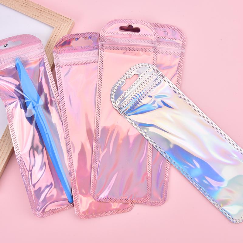 50 шт., 4 стиля, лазерная упаковка, плоская косметичка, голографические мини-сумки