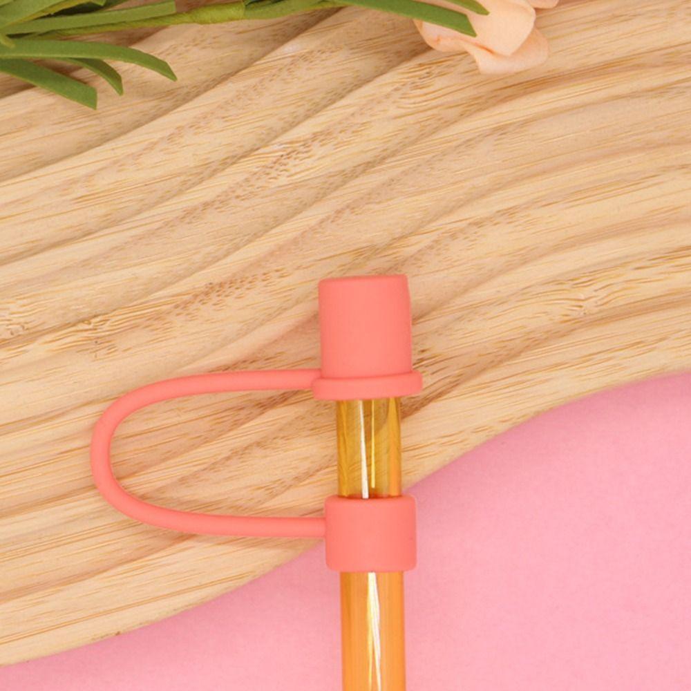 10pcs 10mm Dustproof Plug Silicone Straw Sleeve Simple Straw Cover  Drinking Straws