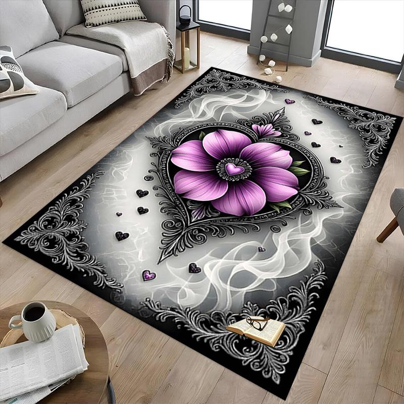 1PC Floral Heart Anti-slip carpet, suitable for Office, bedroomand playrooms. It can also be used as a sofa footrest cover-R18