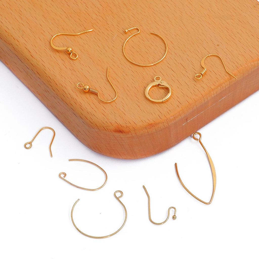 Позолоченные медные крючки для сережек 18 К, проволока для ушных крючков для изготовления ювелирных изделий