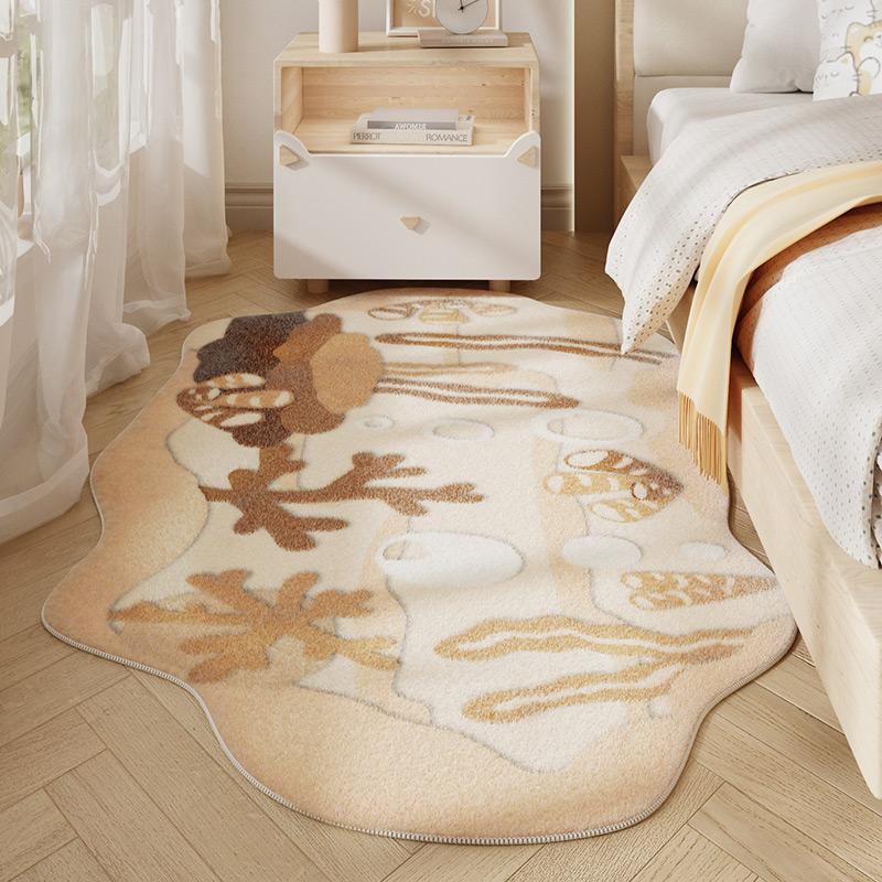 Ковер неправильной формы для декора спальни, прикроватный коврик, ковры в стиле инс для гостиной, пушистый мягкий моющийся плюшевый ковер, домашний коврик для лаунжа