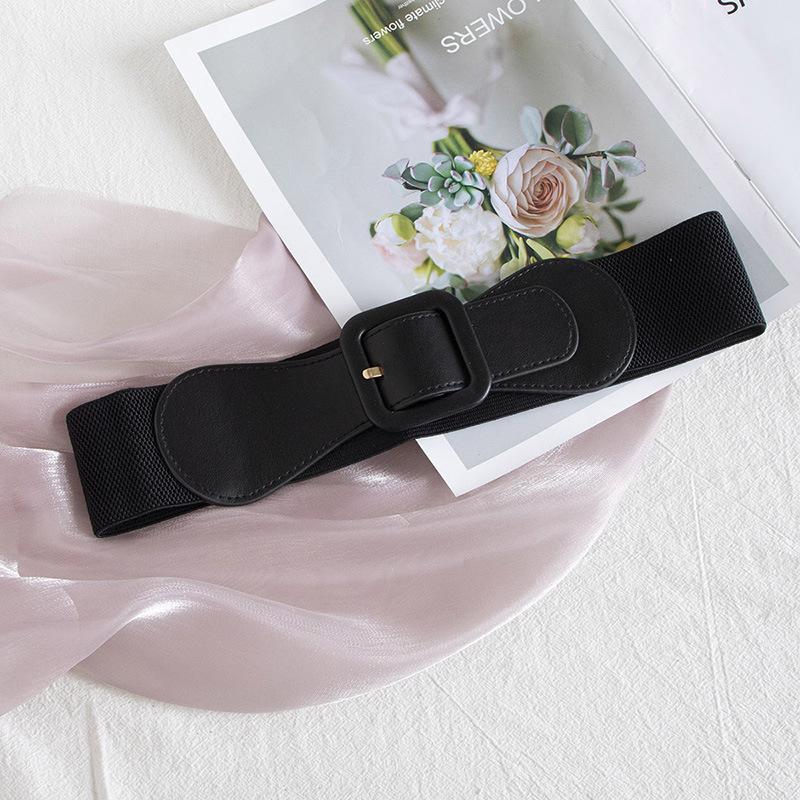 Женский простой и универсальный эластичный ремень с регулируемой пряжкой, базовый атмосферный широкий пояс из ПУ для повседневной носки