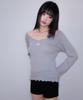 ROSEFRANTZ Lace Label V-Neck Long Sleeve [Gray]
