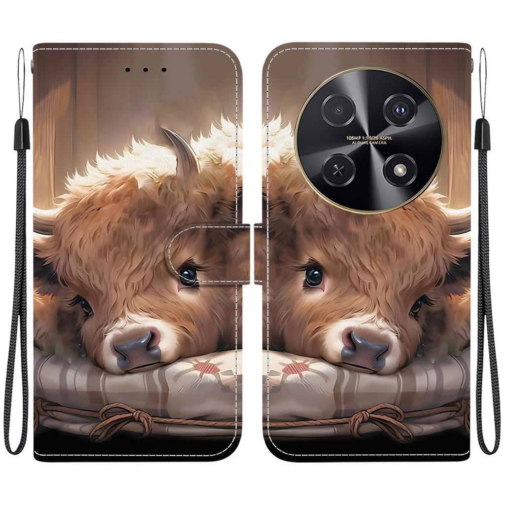 Чехол-книжка из искусственной кожи ручной работы для Huawei nova 12i, противоскользящий, противоударный чехол с ремешком на запястье и дизайном в виде сердца/розы/кошки