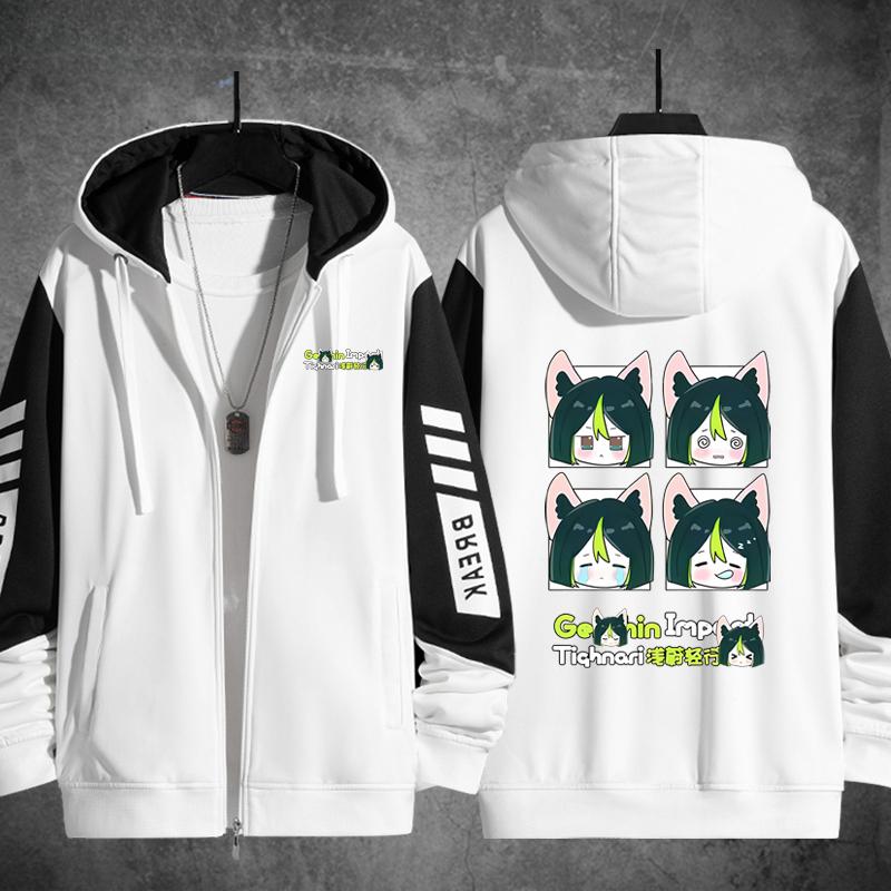 Аниме Genshin Impact Tighnari 3D Print Zip Up Женская/Мужская толстовка с капюшоном Уличная хип-хоп косплей куртка с капюшоном на молнии