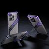 S Shape Metal Geometric Rimless Phone Case for iPhone 16 Pro 15 14 Pro Max Aluminum Alloy Hidden Stand Bracket Shockproof Shell