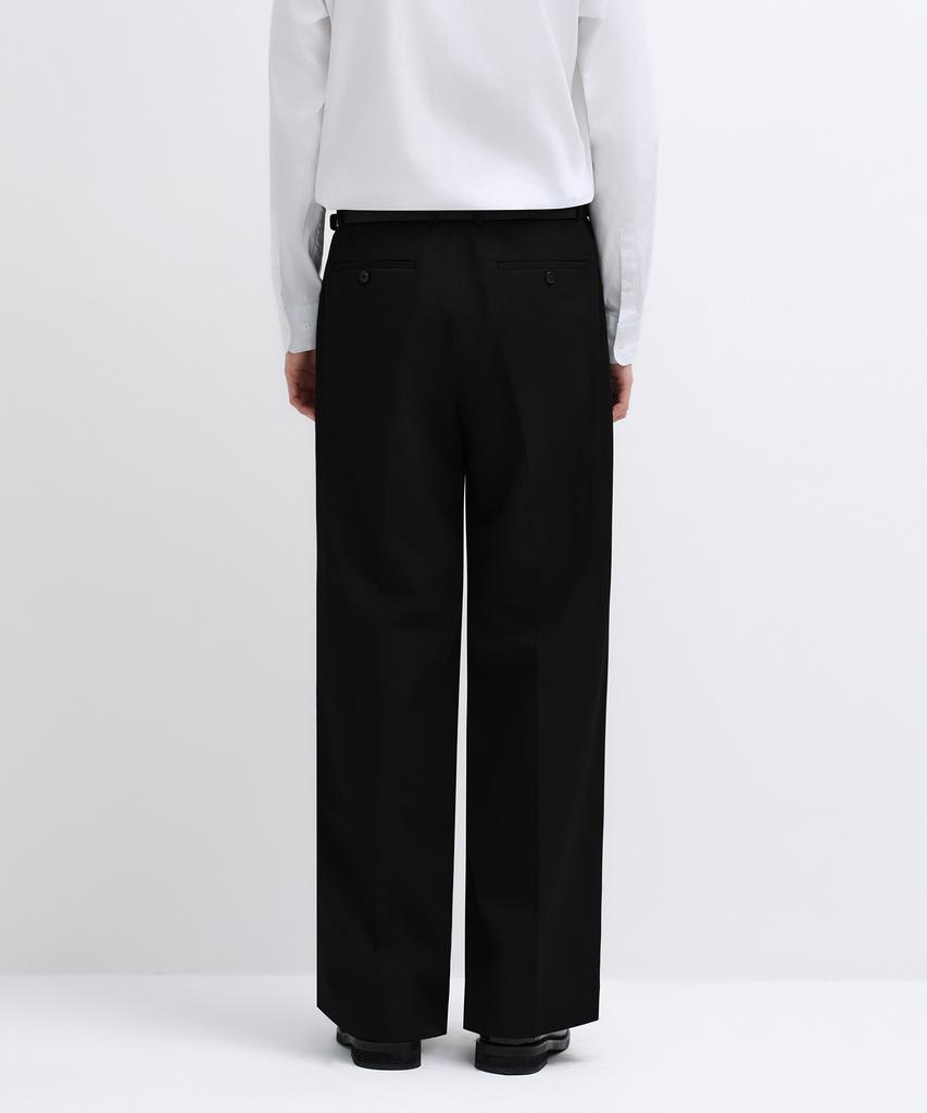 MUSINSA STANDARD Real Wide Hidden Banding Slacks [Black]