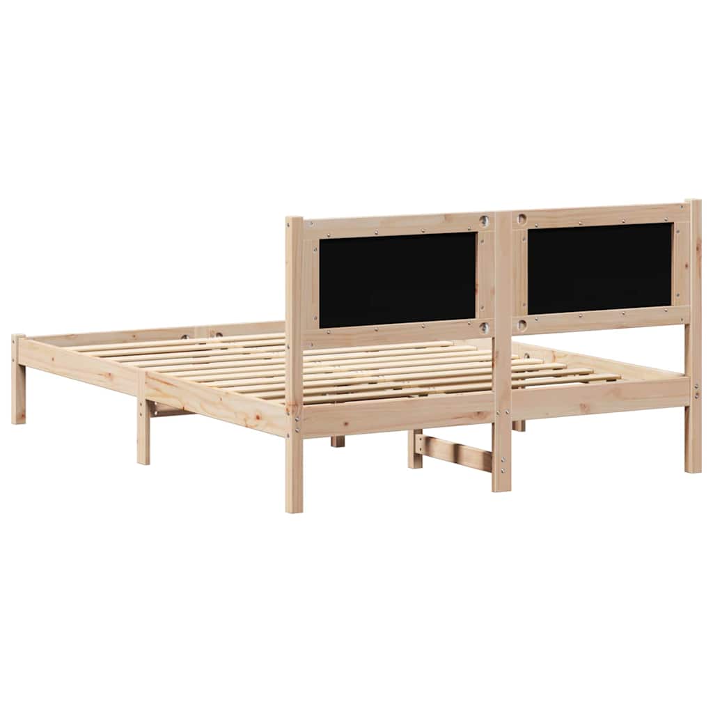 Bed Frame Light Grey 140 x 190 cm Solid Pine Wood