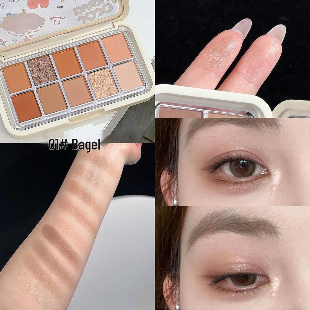 JOJO DIARY Палетка теней для век из десяти цветов: Милый Paradise Shimmer & Matte, Синий дымчатый глаз, Ежедневные земляные тона.