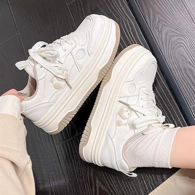 Женская обувь Повседневная обувь Женская 2025 Весна и лето Панда Универсальная Спортивная Повседневная Маленькие Белые Туфли На Толстой Подошве Легкая Увеличивающая Рост