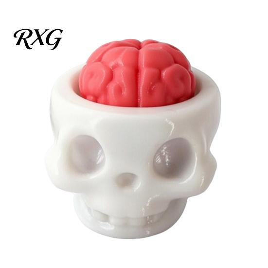 Brain Flower Desktop Ornament 3D Printed Skull Keyboard Clicker, Stress-Relief Keytop Bag Portable Fidget Gadget for Travel Charm, Creative Focus Aid