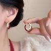 Wine Red White Geometric Double Circle Hoop Earrings For Wome Niche Retro Temperament Light Luxury High-end Unique Earrings Jewelry Gifts