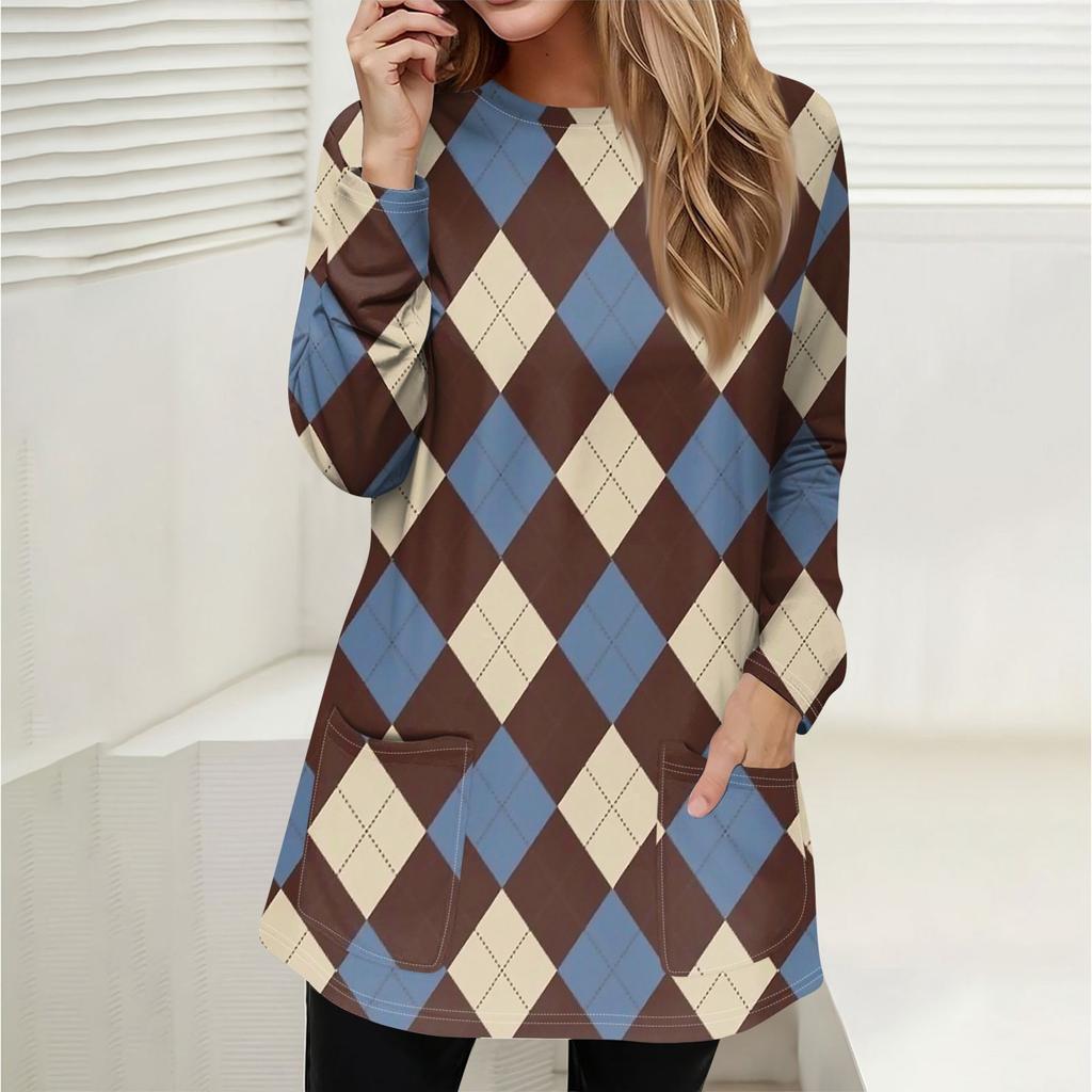 Women's Sweatshirt Pullover Active Sportswear Pocket Print Casual Round Neck Long Sleeve Top