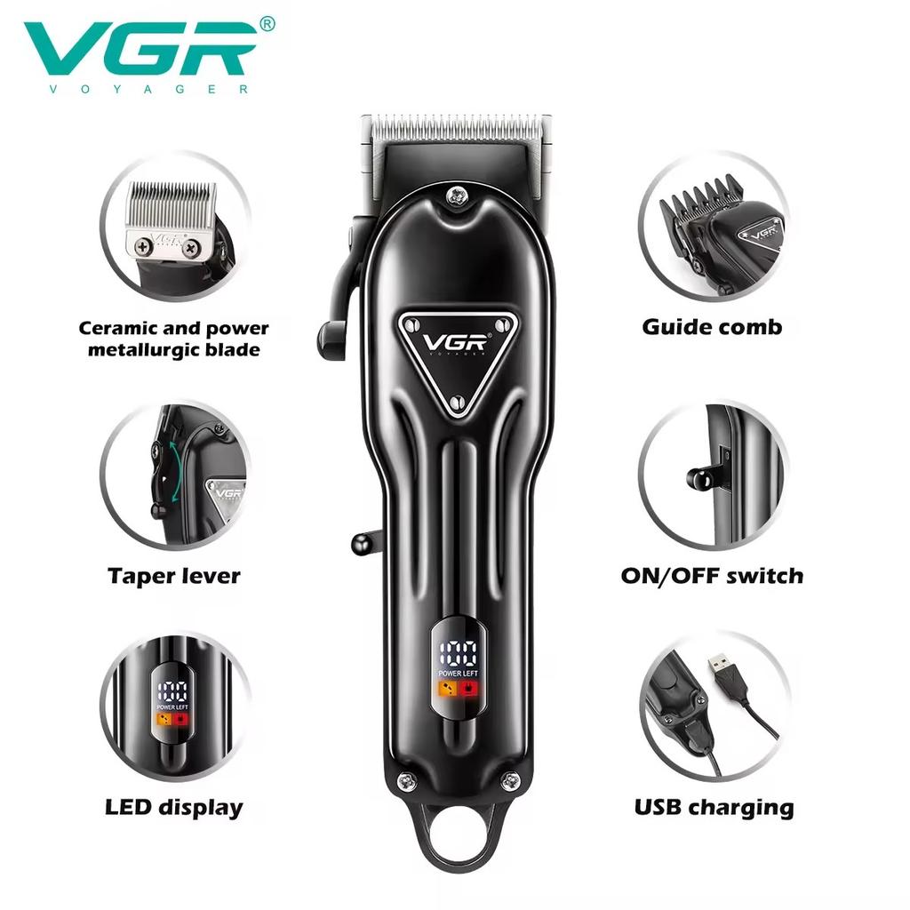 Новый триммер для волос VGR V-051 Профессиональная регулируемая машинка для стрижки волос Электрическая машинка для стрижки под ноль Цифровой дисплей Триммер для мужчин Домашняя бритва