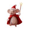 Yousheng Handcrafted Felt Christmas Mouse Figurine Santa Hat Mice Ornament Simulation Rat Statue Animal Sculpture Home Office Desktop Decoration