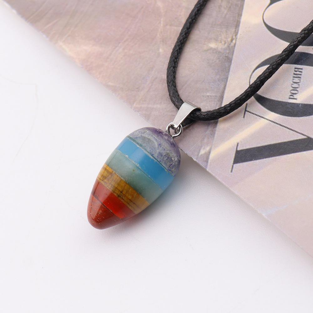 Семицветный натуральный кристаллический камень, подвеска, ожерелье N772