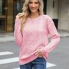 Women's Autumn and Winter Round Neck Twist Solid Color Knitted Top Loose Sweater