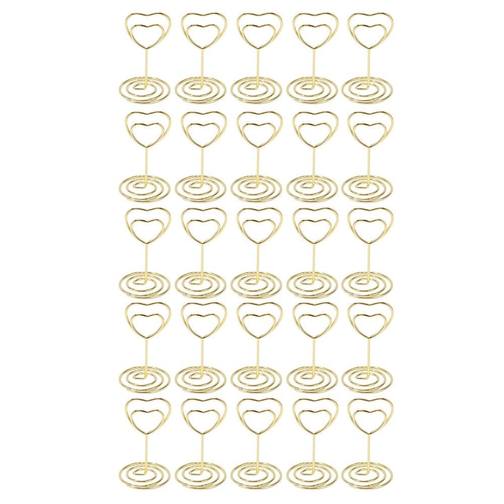 25PCS Stable Base Table Number Stands Heart Shaped Name Card Clips Place Card Holders Party Use