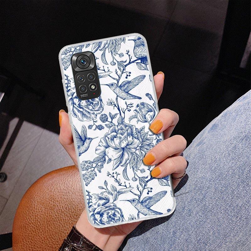 Сине-белая фарфоровая чехол-накладка для Xiaomi Redmi Note 15 14 13 12S 12 11 Pro Plus 14S 11S 11E 10 10S 11T 5G Персонализированный Cov