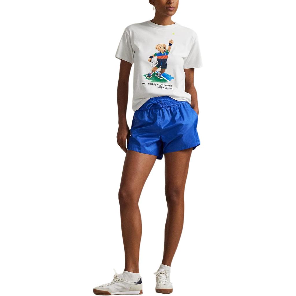 Polo Ralph Lauren Поло Медведь Серия US Open Свободный крой Принт Медведя Круглый вырез Короткий рукав Футболка Женские топы 211A89206-001