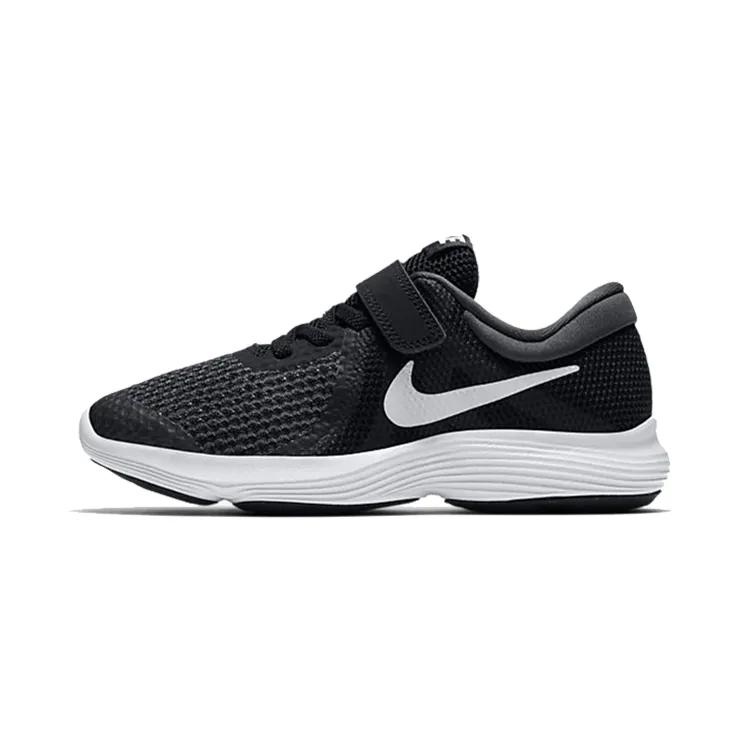 Nike REVOLUTION 4 Cushioning , Wear Resistant Low top Kids' Running Shoes Black White Children Aged 3 7 Years Old (Unisex)