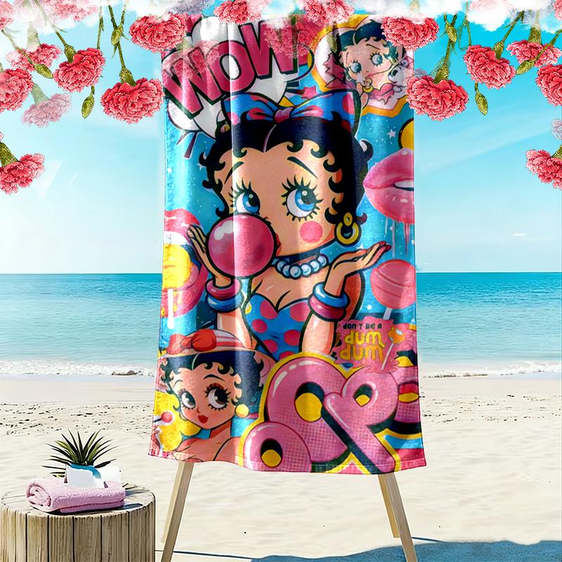 1pc Betty Boop Beach Towel, A Vibrant Beach Towel Suitable for Outdoor Activities, Camping, Hiking