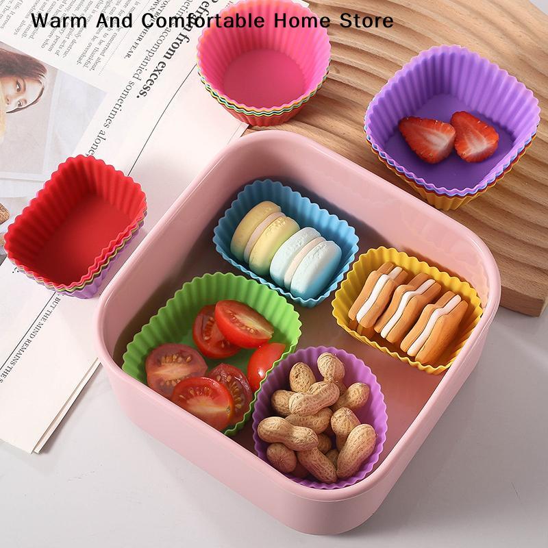 Reusable Bento Divider Cup Nonstick Cake Mold Liner for Food Storage Bento Box Organizer Easy Clean School Kid Snack 12/24pcs
