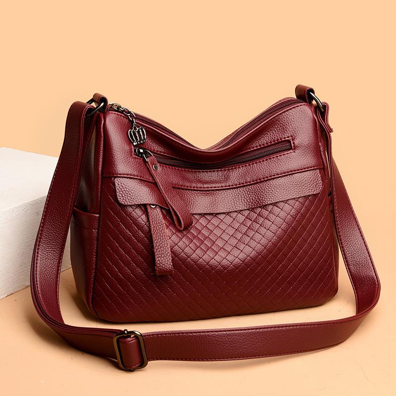 New Crossbody Bag for Women's Bag Soft Leather Texture Middle-aged and Elderly Mother-in-law Casual Bag Simple European and American Shoulder Bag
