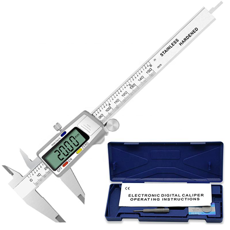 Digital Caliper 150mm Fraction MM Inch High Precision Stainless Steel LCD Vernier Caliper