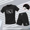 Новый летний спортивный костюм для фитнеса для мужчин, комплект из двух предметов: футболка с коротким рукавом и шорты