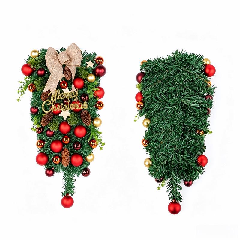 Christmas Decoration Balls Hung Upside Down, Creative Scene Setup, Decorative Bows, Vine Strips, Door Hanging Tree Ornaments