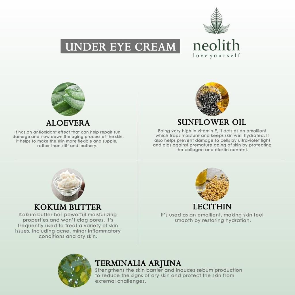 Neolith Under Eye Cream for Dark Circles, Wrinkles, Puffiness, Fatigue Eyes | Non-toxic, Firming, Moisturizing, Hydrating, Soothing