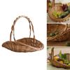 Rattan Basket with Handle Garden Basket Eco-friendly Meticulous Weaving Versatile Multi-Purpose Woven Basket Picnic Fruit Storage Basket