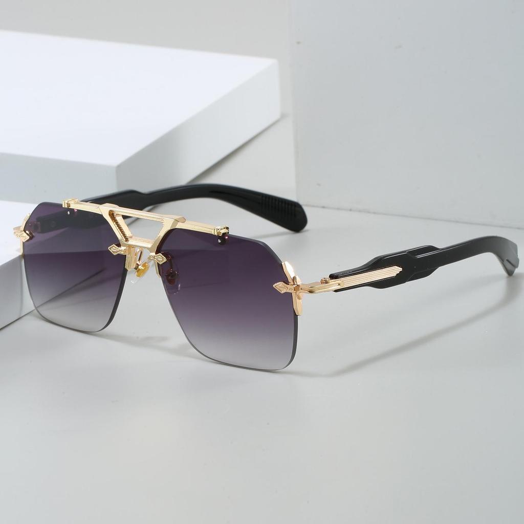 Солнцезащитные очки-авиаторы без оправы - Двойная перекладина, Металлическая оправа с защитой от УФ-излучения