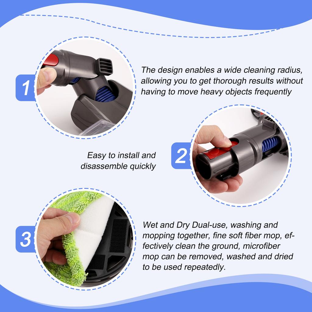 M-Современный-Для пылесоса Dyson V15 V11 V10 V8 V7 Электрическая насадка-швабра со съемным резервуаром для воды 6 многоразовых салфеток для мытья пола
