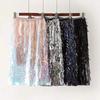 Super Dazzling Colorful Tassel Sequin High Waisted Wrapped Hip Skirt, Half Skirt, Colorful Beaded Slim Fit Skirt for Women