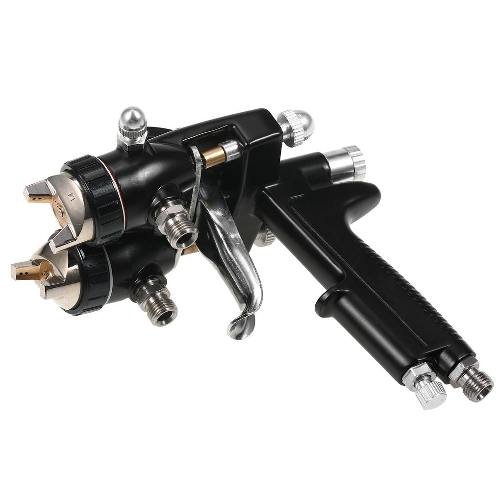 Двойная насадка 1,4 мм, двойная головка, двухкомпонентный распылитель с зеркальным эффектом, серебристый хром, пневматический распылитель