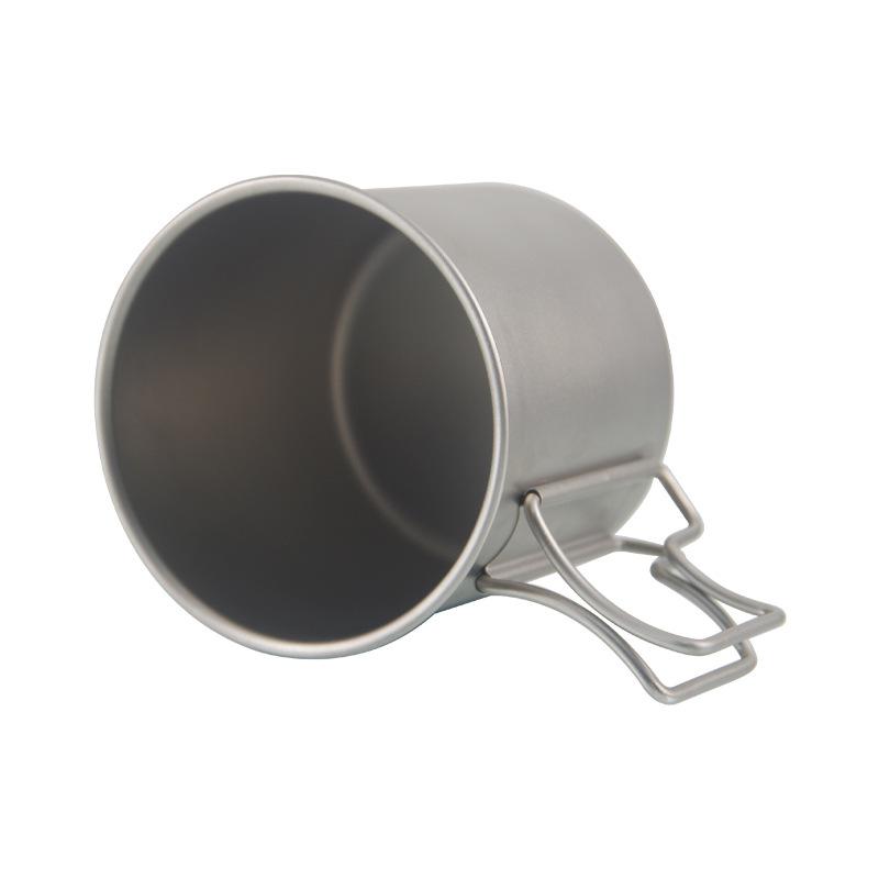 Портативная походная кружка из нержавеющей стали с титановым покрытием и складной ручкой