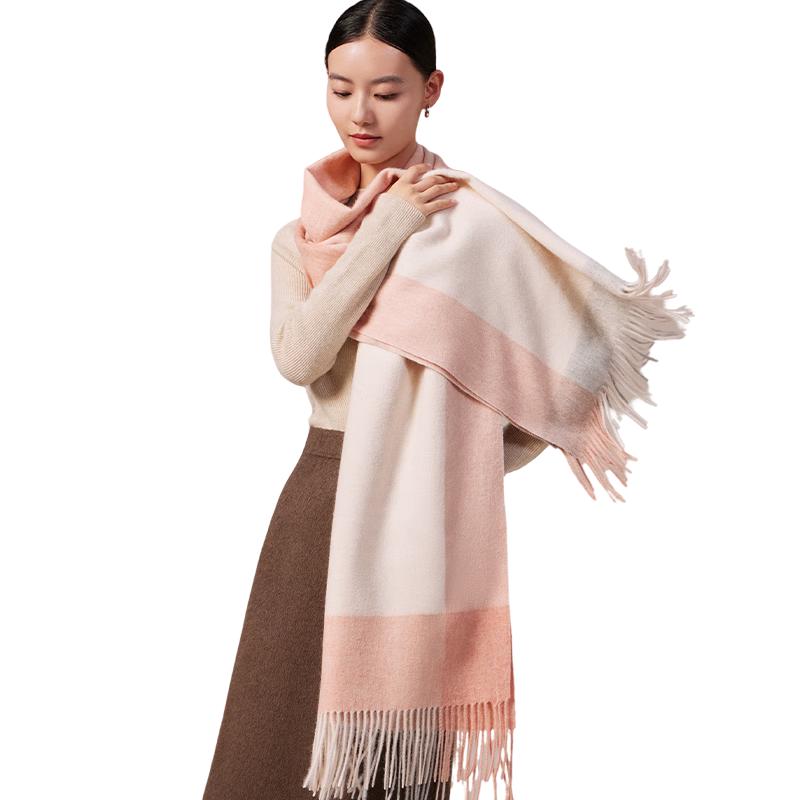 Shanghai Story Enhanced Warmth 100% Wool Plaid Scarf