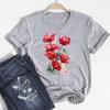 Tee Top Fashion T Shirt Clothing Style Sweet Lovely Flower Watercolor Casual Short Sleeve Women Print Lady Female Graphic T-shirt