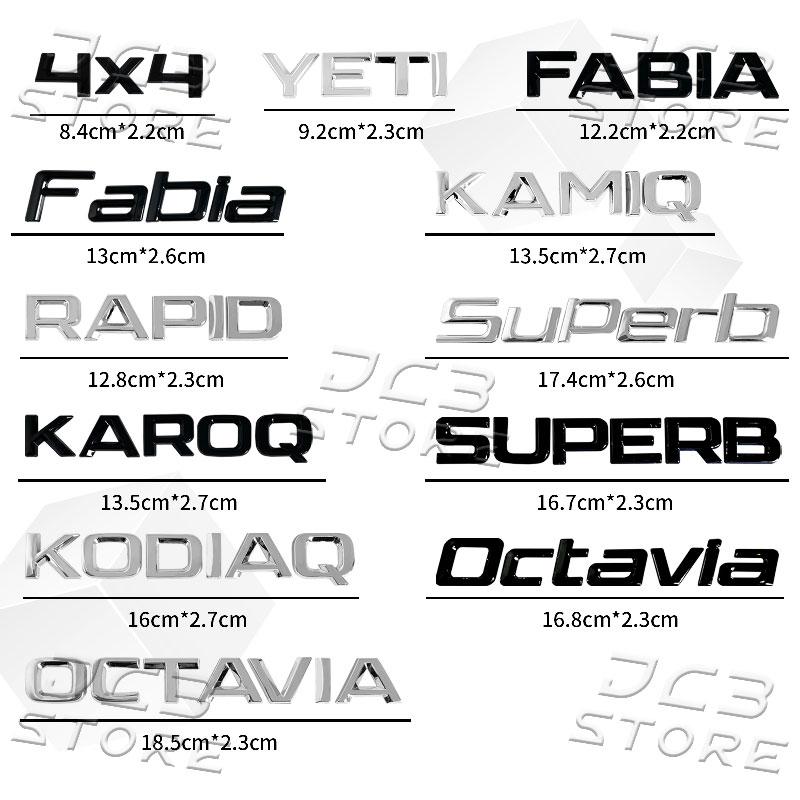 AAABV1 3D Car Styling Metal Rear Trunk Body Sticker For Skoda Octavia Kodiaq Superb Fabia Kamiq Yeti 4x4 Logo Auto Accessories