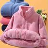 Новая осенне-зимняя розовая флисовая ветрозащитная куртка для мальчиков и девочек со стойкой, теплая и удобная верхняя одежда