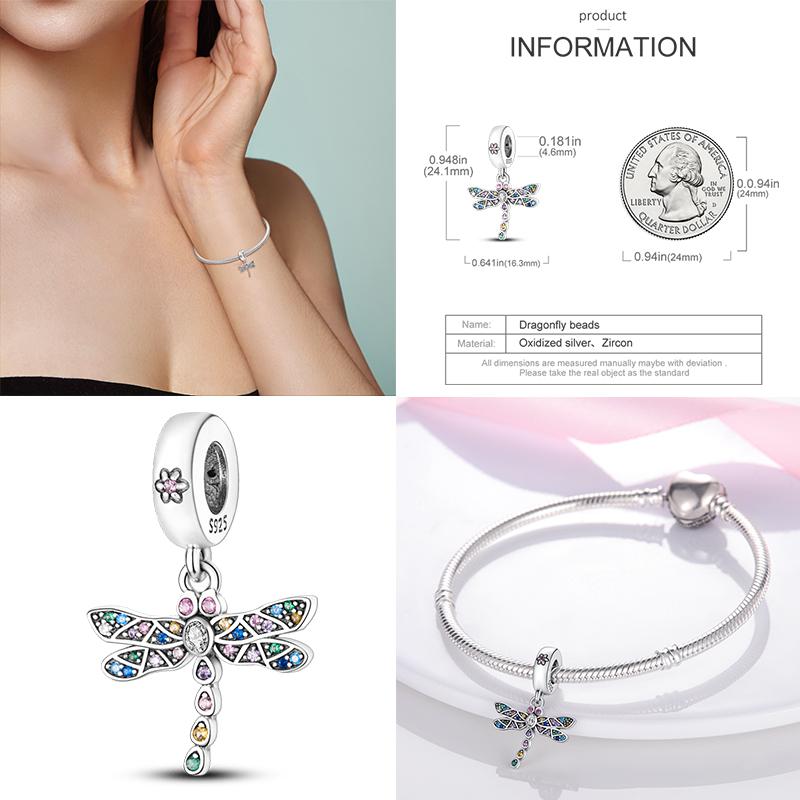 925 Стерлинговое Серебро Красочный Ловец Снов Светящийся Светлячок Подарок Самолет Земля Шармы Подходят Оригинальный Подвеска DIY Изготовление Ювелирных Изделий