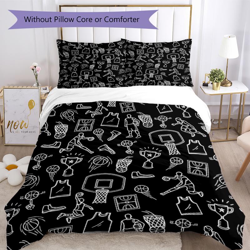 3pcs basketball Bedding Set Duvet Cover Closure Includes 1 Duvet Cover & 2 Pillowcases, Soft and Comfortable for All Seasons.