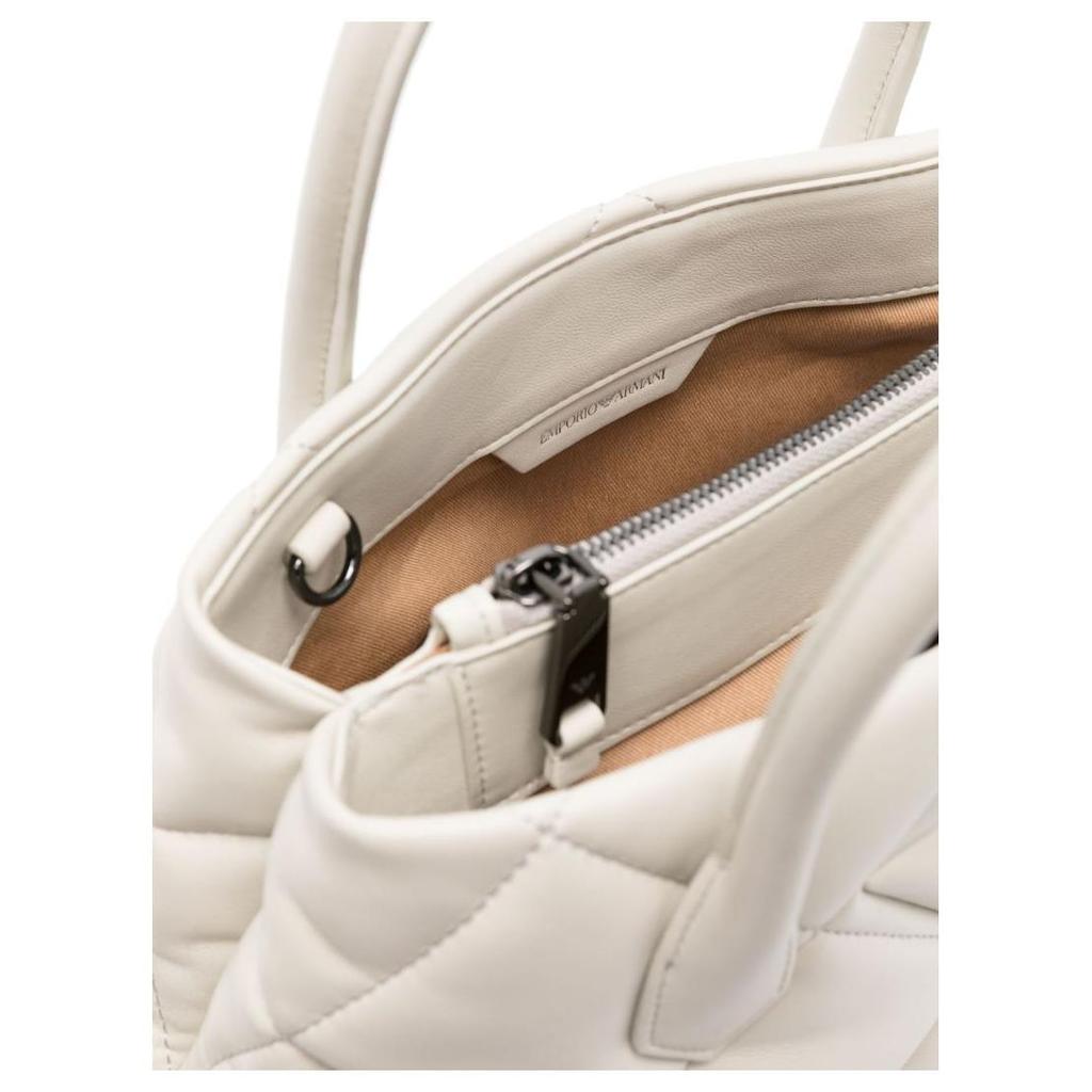 Emporio Armani Solid Color Diamond Quilted Logo Tote Bag Women tote bags Ivory Y3D269-YWJ8I-80011